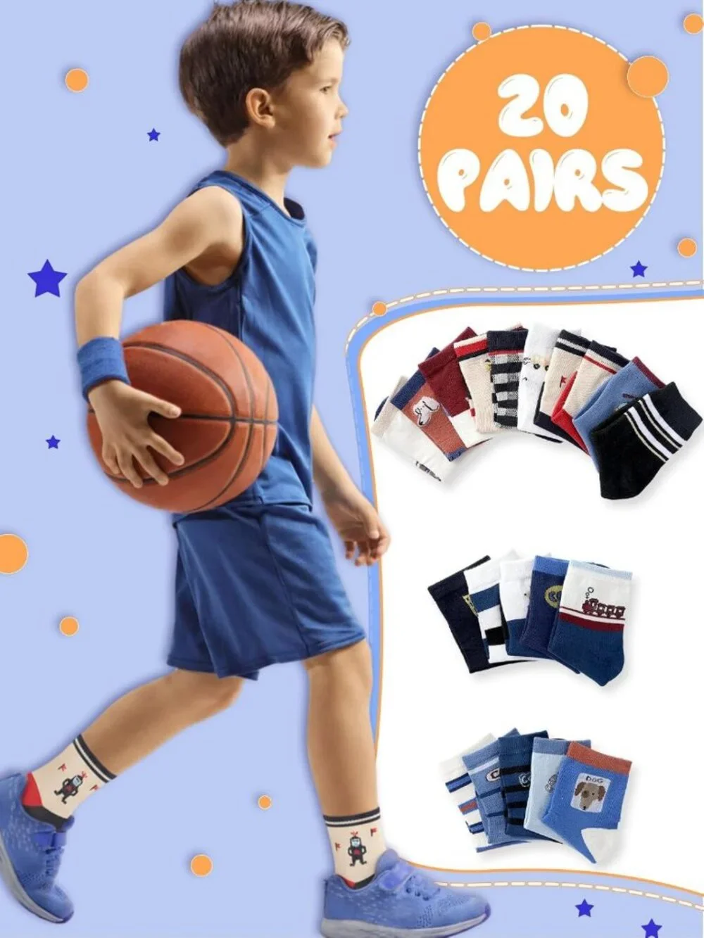 20/40 Pairs Cartoon Toddler Socks - Fun Car & Dinosaur Patterns for Boys